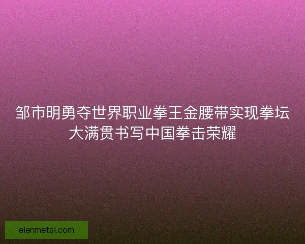 邹市明勇夺世界职业拳王金腰带实现拳坛大满贯书写中国拳击荣耀